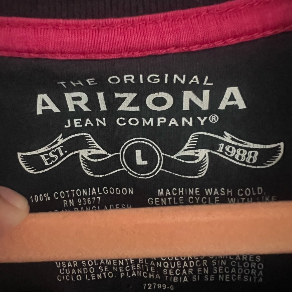 Arizona Jean Company Black and Pink Polo Shirt with Stripes - Picture 5 of 6